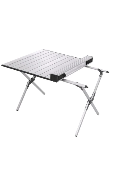 Katlanabilir Alüminyum Kamp ve Piknik Masası, Omuz Askılı Taşıma Çantasıyla L , Gümüş - Resim 3
