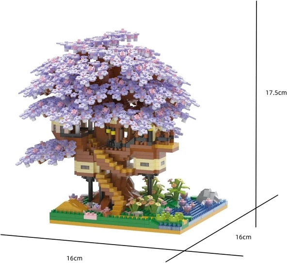 Kadablk Sakura Ağacı Ev Modeli Mikro Blok Seti - 2229 Parça - 3
