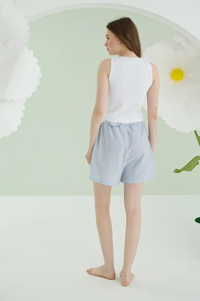 Mavi Kurdele Crop Şort Takım - Resim 3