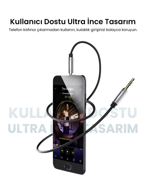 UGREEN 3.5 mm Aux Ses Kablosu, 2 Metre, Siyah, 10735 - 10