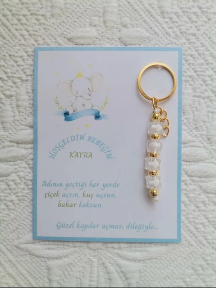 72 Adet İsme Özel Tasarım Beyaz Anahtarlık Hastane Yeni Doğan 40 Mevlidi Dağıtmalık Hediyelik - 6