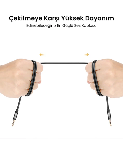 UGREEN 3.5 mm Aux Ses Kablosu, 2 Metre, Siyah, 10735 - 9