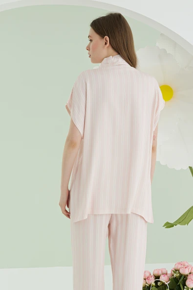 Pembe Karpuz Desenli Önden Düğmeli Pijama Takım - Resim 4