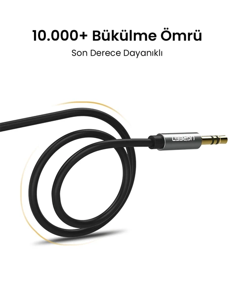 UGREEN 3.5 mm Aux Ses Kablosu, 2 Metre, Siyah, 10735 - 7