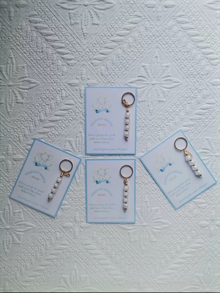 32 Adet İsme Özel Tasarım Beyaz Anahtarlık Hastane Yeni Doğan 40 Mevlidi Dağıtmalık Hediyelik - Resim 5