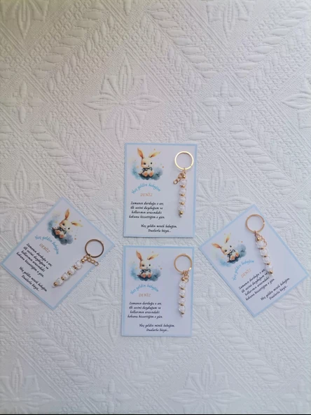 32 Adet İsme Özel Tasarım Beyaz Anahtarlık Hastane Yeni Doğan 40 Mevlidi Dağıtmalık Hediyelik - Resim 4