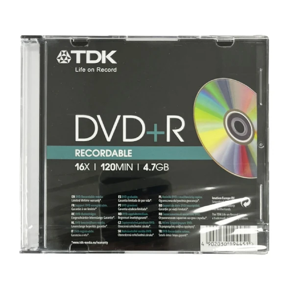 TDK DVD+R RECORDABLE 16X 120MIN 4.7 GB ürün görseli