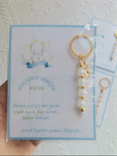 52 Adet İsme Özel Tasarım Beyaz Anahtarlık Hastane Yeni Doğan 40 Mevlidi Dağıtmalık Hediyelik - Resim 7