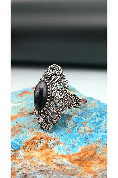 Oltu Taşlı Gümüş Yüzük sy00018 - Resim 2