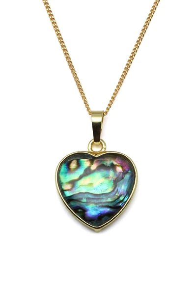 Abalon Sedef Doğal Taş Gold Renk Kolye - KLY-1623 ürün görseli