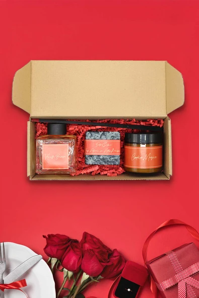 Sevgililer Günü Hediye Paketi Spicy Hediyelik Sevgililer Günü Seti, Mum Hediye Kutusu