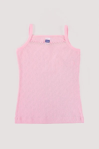 Pembe Jakarlı İp Askılı Kız Çocuk Atlet ürün görseli