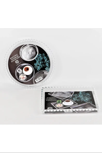 LitaeTrend Sunum Tepsisi Boncuklu Yuvarlak Royaleks-AMS-001 ürün görseli 1