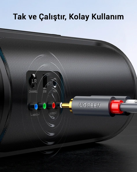 UGREEN 2 RCA - 2 RCA Ses Kablosu, 5 m, Antrasit, 10520 - 9