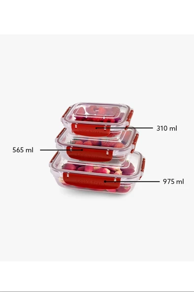 LitaeTrend Master Dikdörtgen Saklama Seti 3'lü 310-565-975 Ml Royaleks-30886 ürün görseli 1