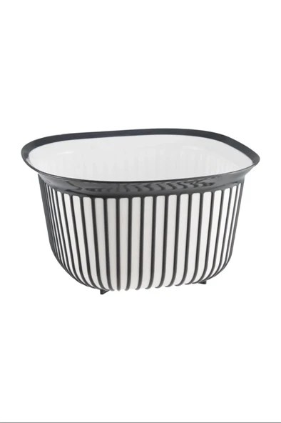LitaeTrend Linea Kare Çizgi Desenli Kase 4 Lt Royaleks-BNM-3712 - 1