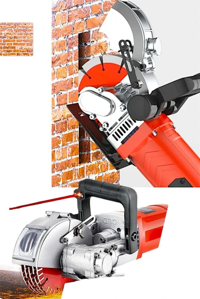 Profesyonel Elektrikli Duvar Oluk Makinesi Kanal Açma Kesme Yerleştirme Makinesi 3200 Watt - 3