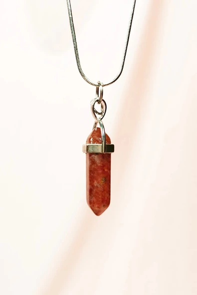 LitaeTrend Jasper Doğal Taşı Zincirli El Yapımı Tasarımlı Kolye Uç: 3,5 cm Zincir: 20 cm Kutulu ürün görseli 1