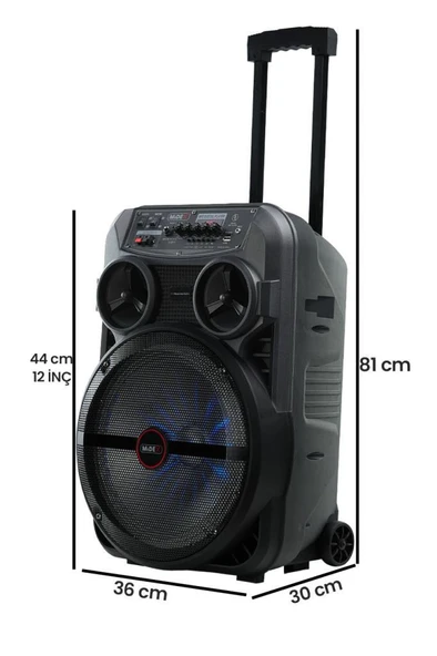 Midex 280 Watt Portatif Taşınabilir Karaoke Eğlence Mikrofonlu Ses Sistemi MXR-280 (Bluetooth Kayıt Usb Şarjlı) - 3
