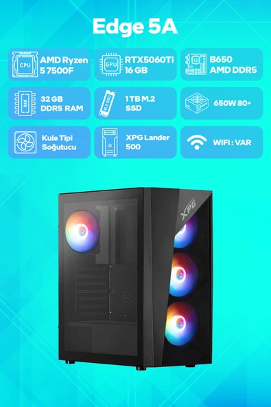 Game Garaj Edge 5A AMD Ryzen 5 7500F 32GB RAM 1TB SSD RTX5060Ti 16GB FreeDOS Tavsiye Sistem - 1