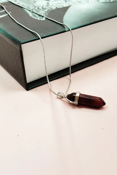 LitaeTrend Granit Doğal Taşı Zincirli El Yapımı Tasarımlı Kolye Uç: 3,5 cm Zincir: 20 cm Kutulu - Resim 3