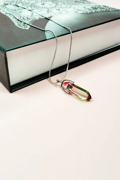 LitaeTrend Anyolit 2 Doğal Taşı Zincirli El Yapımı Tasarımlı Kolye Uç: 3,5 cm Zincir: 20 cm Kutulu - Resim 3