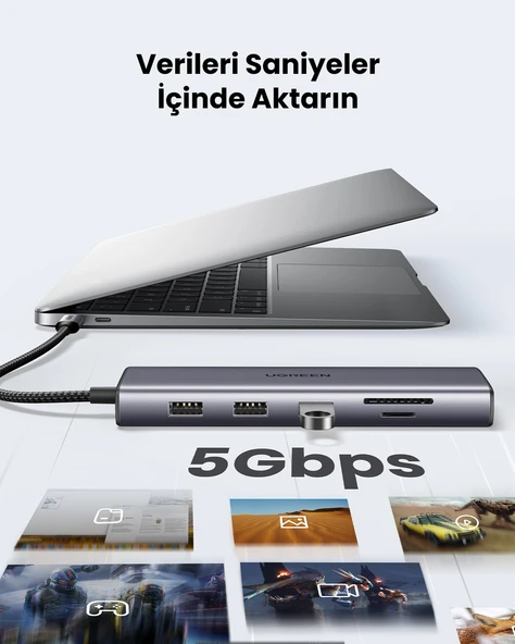 UGREEN 10'u 1 Arada USB-C Hub - 4K HDMI, Ethernet, PD, Kart Okuyucu 15601 - 8