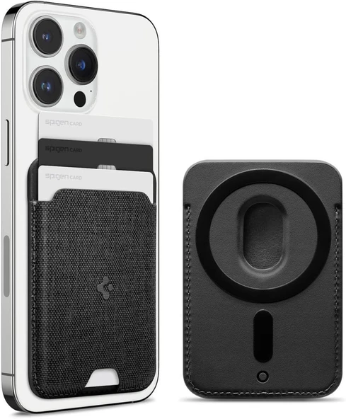 Spigen MagFit iPhone için MagSafe özellikli 3 Kartlı Manyetik Cüzdan Urban Fit Wallet Black - AFA07402 Outlet