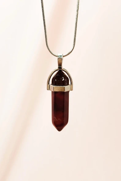 LitaeTrend Granit Doğal Taşı Zincirli El Yapımı Tasarımlı Kolye Uç: 3,5 cm Zincir: 20 cm Kutulu ürün görseli 1