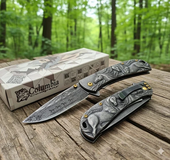 AlsepeteAvm FX-2021-B Black At İşlemeli Kamp Çakısı ürün görseli