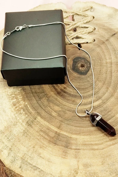 LitaeTrend Granit Doğal Taşı Zincirli El Yapımı Tasarımlı Kolye Uç: 3,5 cm Zincir: 20 cm Kutulu - Resim 4