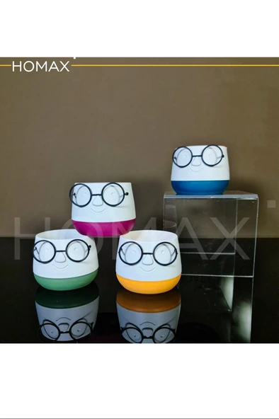 LitaeTrend Gözlüklü Dekoratif Saksı Orta Boy 1 Adet Royaleks-5721 ürün görseli 1