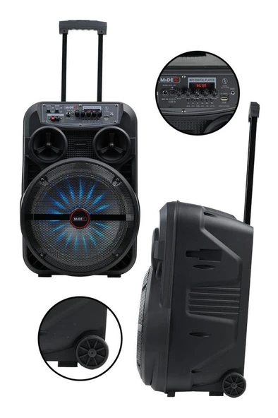 Midex 280 Watt Portatif Taşınabilir Karaoke Eğlence Mikrofonlu Ses Sistemi MXR-280 (Bluetooth Kayıt Usb Şarjlı) - 2