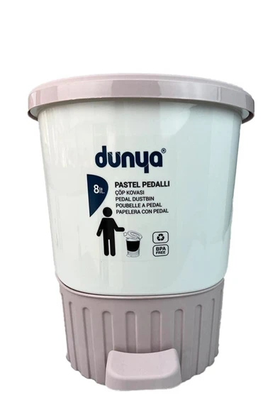 LitaeTrend Dünya Çöp Kovası 8 Litre Pedallı Pastel Renkli Royaleks-01069 - 1