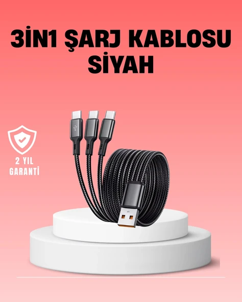 Çoklu USB Şarj Kablosu – 1,2m Hızlı Şarj, 3A Güçlü Akım ürün görseli 1