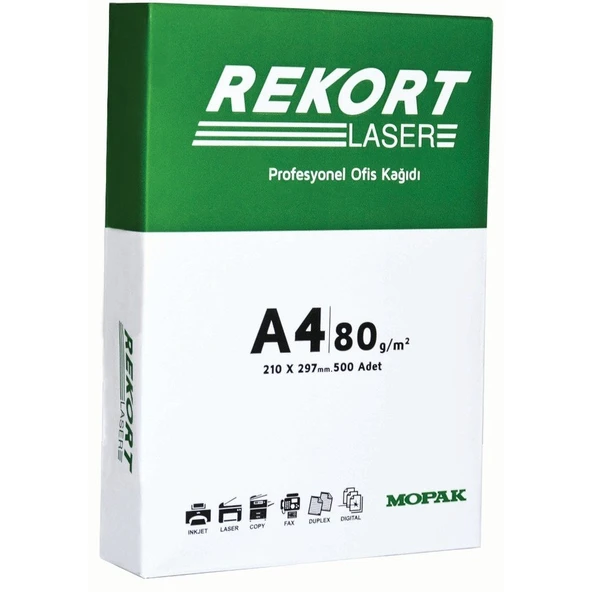 Mopak Rekort A4 Fotokopi Kağıdı 80gr 1 Paket 500 Yaprak ürün görseli 1
