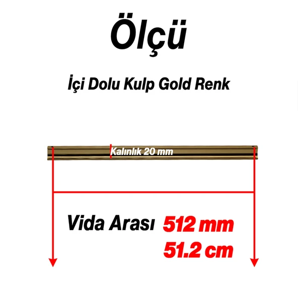 Foça Gold Metal 512 mm Uzun Mobilya Kolu Çekmece Dolap Kulpları Mutfak Dolabı Kapak Kulbu Lüks Altın - Resim 2