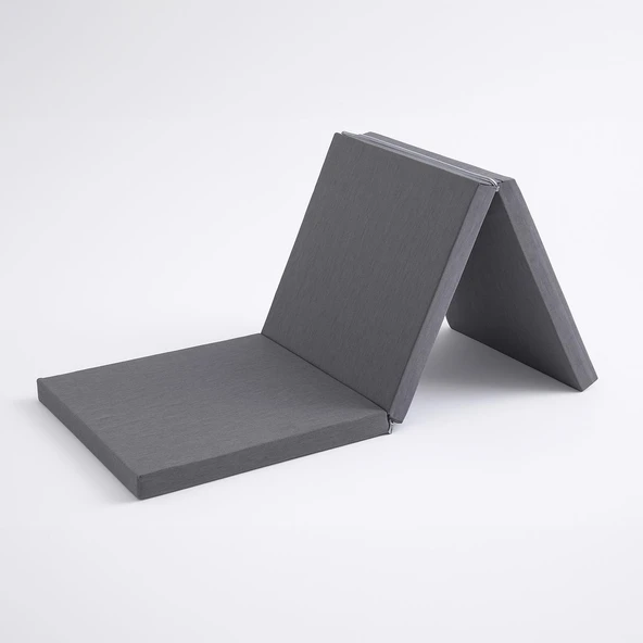 Homedius Asos Sünger 3 Kat Katlanır Yatak Katlanır Yer Yatağı Tek Kişilik Sünger Katlanır Minder Yatak 70x180x6 cm Gri 70x180