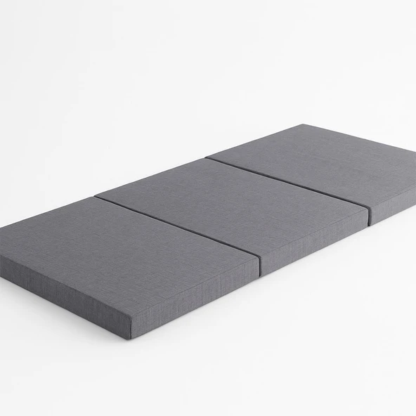 Homedius Asos Sünger 3 Kat Katlanır Yatak Katlanır Yer Yatağı Tek Kişilik Sünger Katlanır Minder Yatak 70x180x6 cm Gri 70x180 - 2