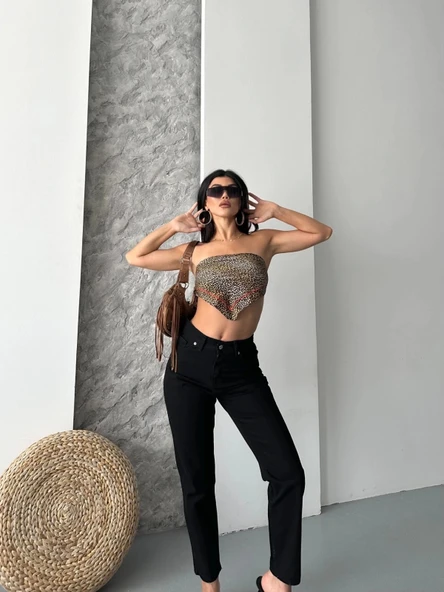 Mom fit enzim taş yıkama jeans pantolon siyah d2006 - 5