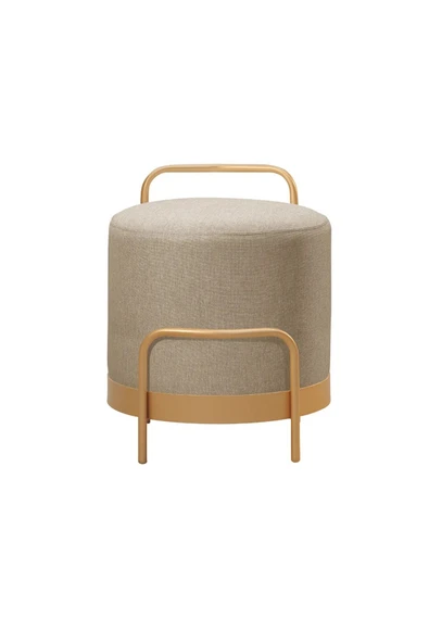 OLA PUF, METAL HALKALI PUF, MAKYAJ OTURAĞI ,PUF BENCH MONTAJSIZ OTURAK GOLD METAL AYAKLI - 1