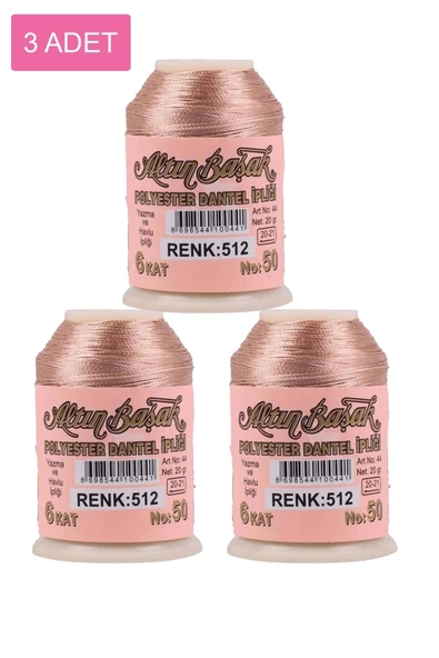 LitaeTrend 3 Adet Altınbaşak Oya ve Dantel İpi 20 gr - Royaleks - No: 512 ürün görseli 1