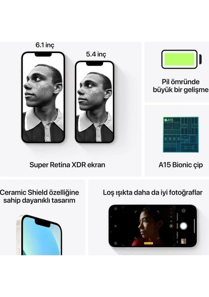 Apple iPhone 13 256 GB Beyaz Cep Telefonu (Apple TR Garantili) - Outlet - Resim 5