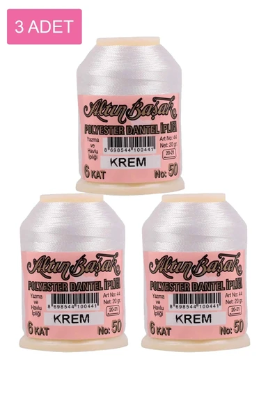 LitaeTrend 3 Adet Altınbaşak Oya ve Dantel İpi 20 gr - Royaleks - No: KREM ürün görseli 1