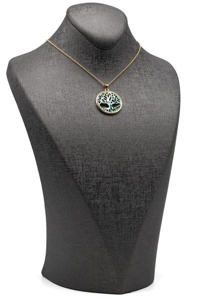 Abalon Sedef Doğal Taş Gold Renk Kolye - KLY-1628 - Resim 2