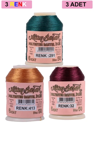 LitaeTrend 3 Adet Altınbaşak Oya ve Dantel İpi 20 gr - Royaleks - No: 413 - 032 - 291 ürün görseli 1