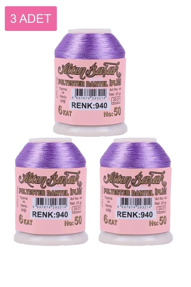 LitaeTrend 3 Adet Altınbaşak Oya ve Dantel İpi 20 gr - Royaleks - No: 940 ürün görseli 1