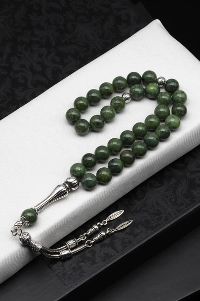 Kanada Yeşim Doğal Taş Tesbih 8 mm Küre Kesim ürün görseli 1