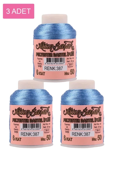 LitaeTrend 3 Adet Altınbaşak Oya ve Dantel İpi 20 gr - Royaleks - No: 387 ürün görseli 1