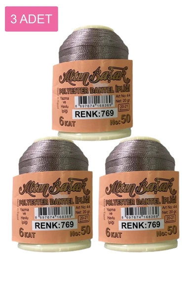 LitaeTrend 3 Adet Altınbaşak Oya ve Dantel İpi 20 gr - Royaleks - No: 769 ürün görseli 1